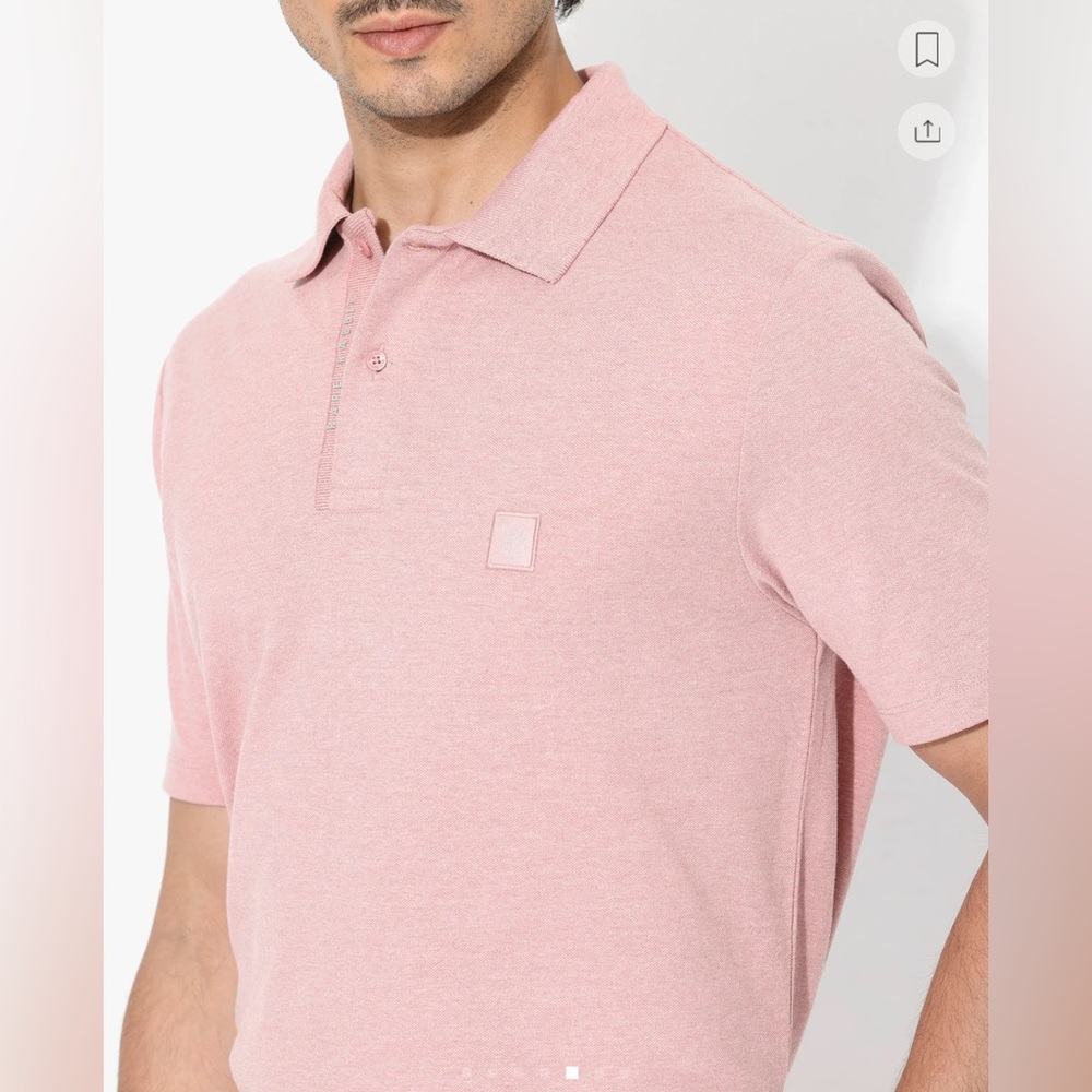 RARE RABBIT LUXURY EDITION MELANGE COTTON POLO GAMOR DUSKY PINK SIZE MEDIUM LOGO - Picture 2 of 9
